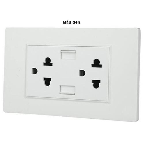 Ổ cắm chữ nhật zigbee + 2 công tắc, kính đen viền vàng cao cấp