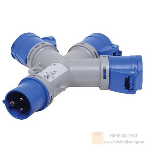 Ổ cắm công nghiệp PCE chia 3 ngã loại không kín nước 16A - 3P - 230V - 6H - IP44
