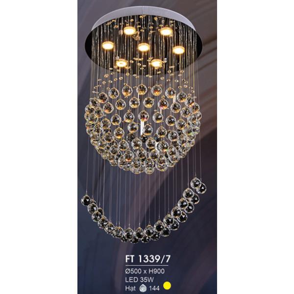 Đèn thả pha lê Ø500*H900 LED 35W, 114 hạt, ánh sáng vàng