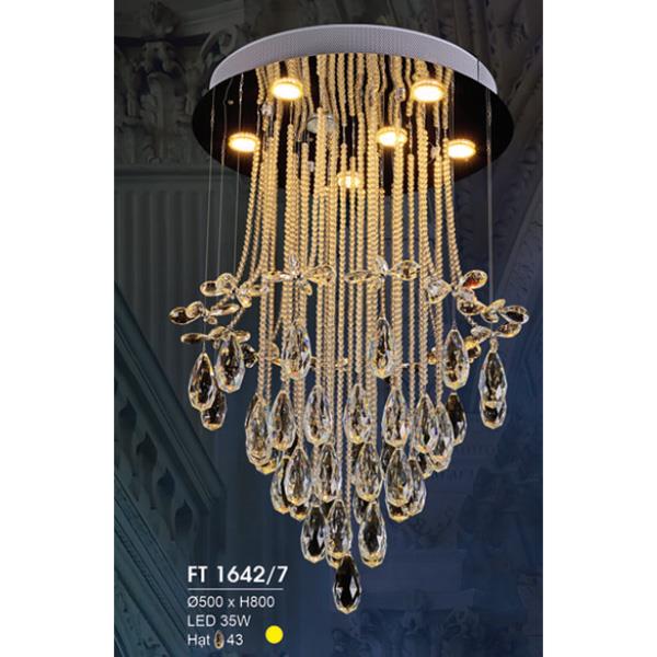 Đèn thả pha lê Ø500*H800 LED 35W, 43 hạt, ánh sáng vàng