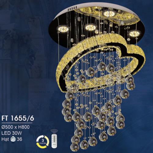 Đèn thả pha lê Ø500*H800 LED 30W, 36 hạt