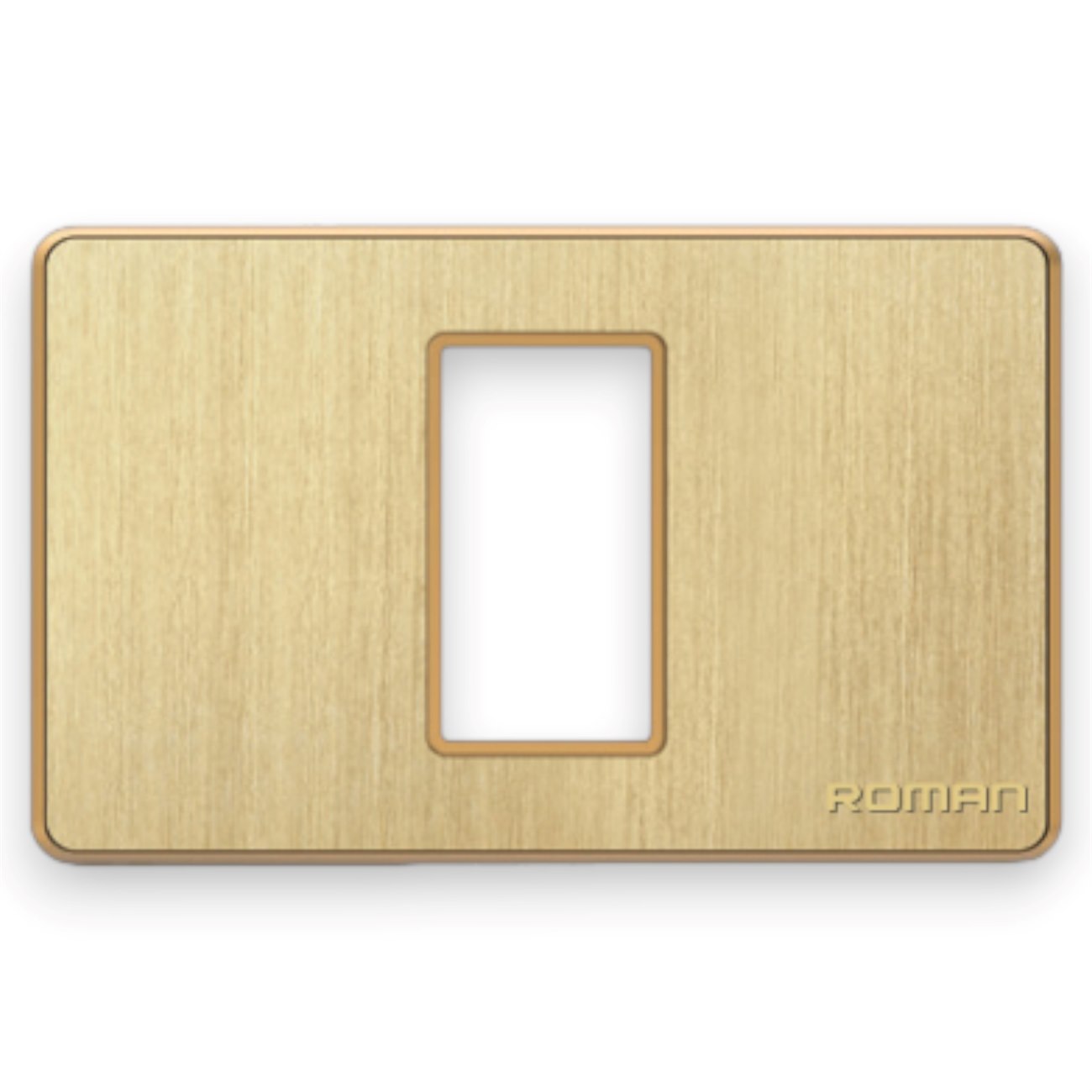 Mặt che 1 lỗ ngang Roman, khung viền vàng GA01N-CV