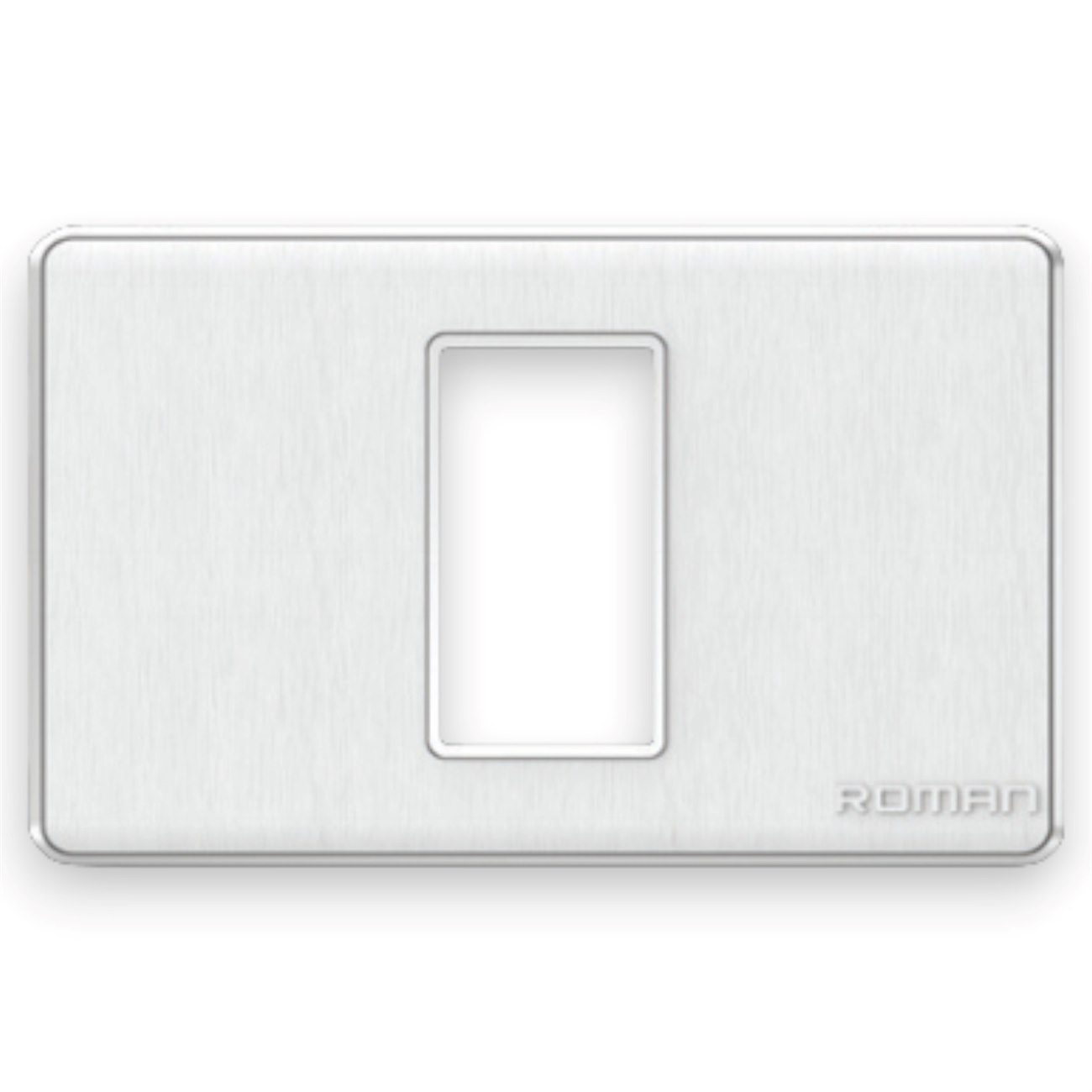Mặt che 1 lỗ ngang Roman, khung viền bạc GA01N-TB