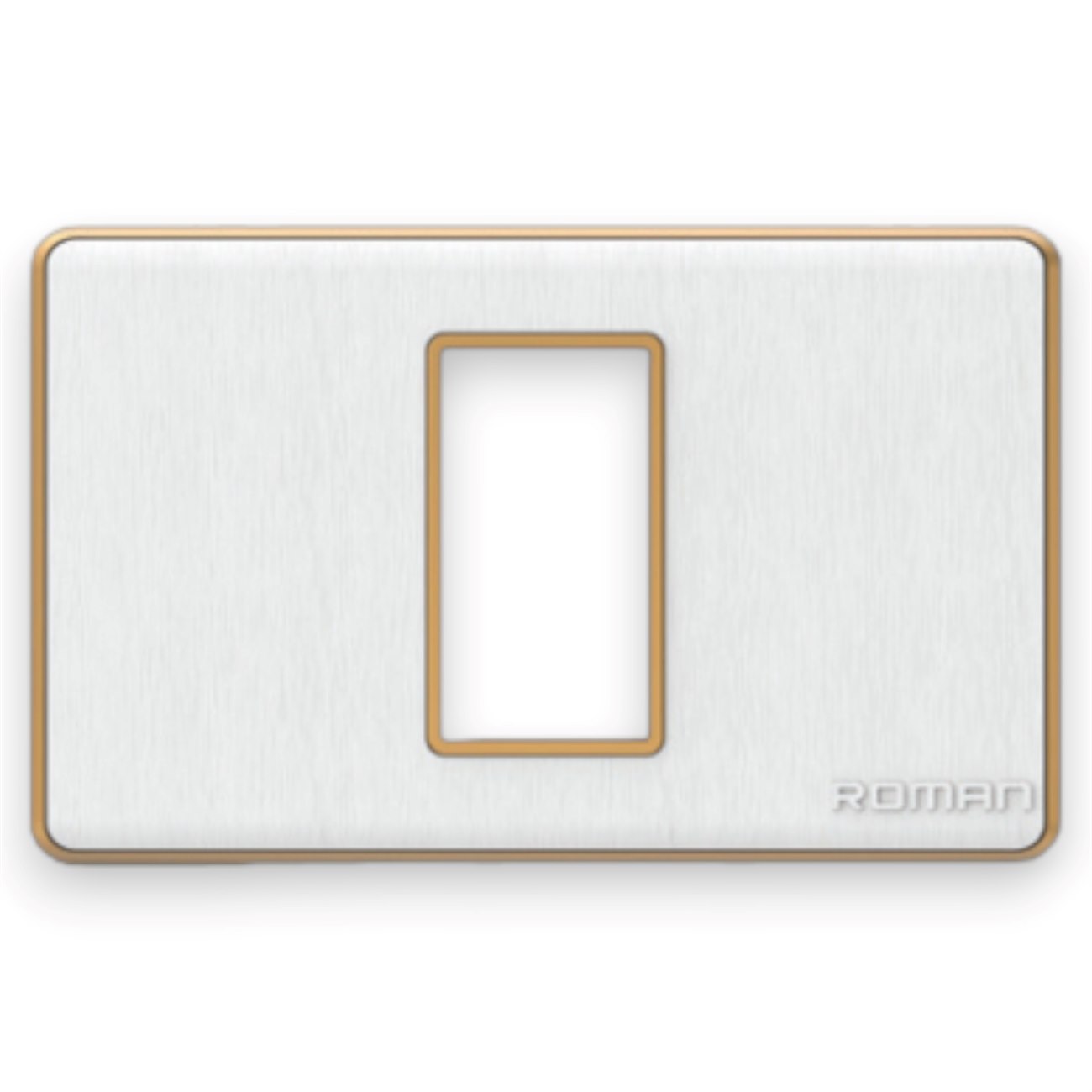 Mặt che 1 lỗ ngang Roman, khung viền vàng GA01N-TV