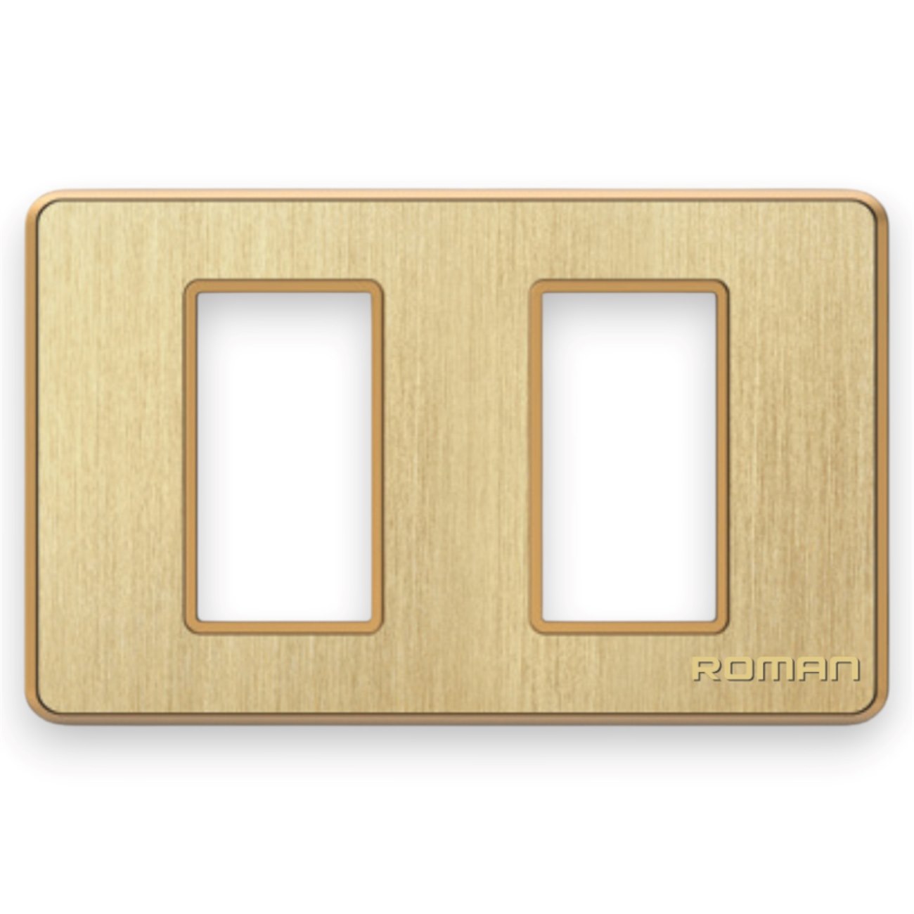 Mặt che 2 lỗ ngang Roman, khung viền vàng GA02N-CV