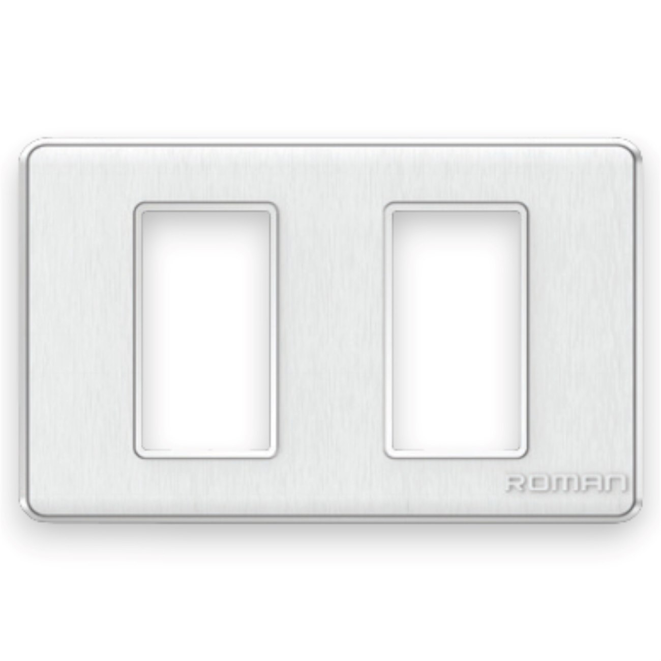 Mặt che 2 lỗ ngang Roman, khung viền bạc GA02N-TB