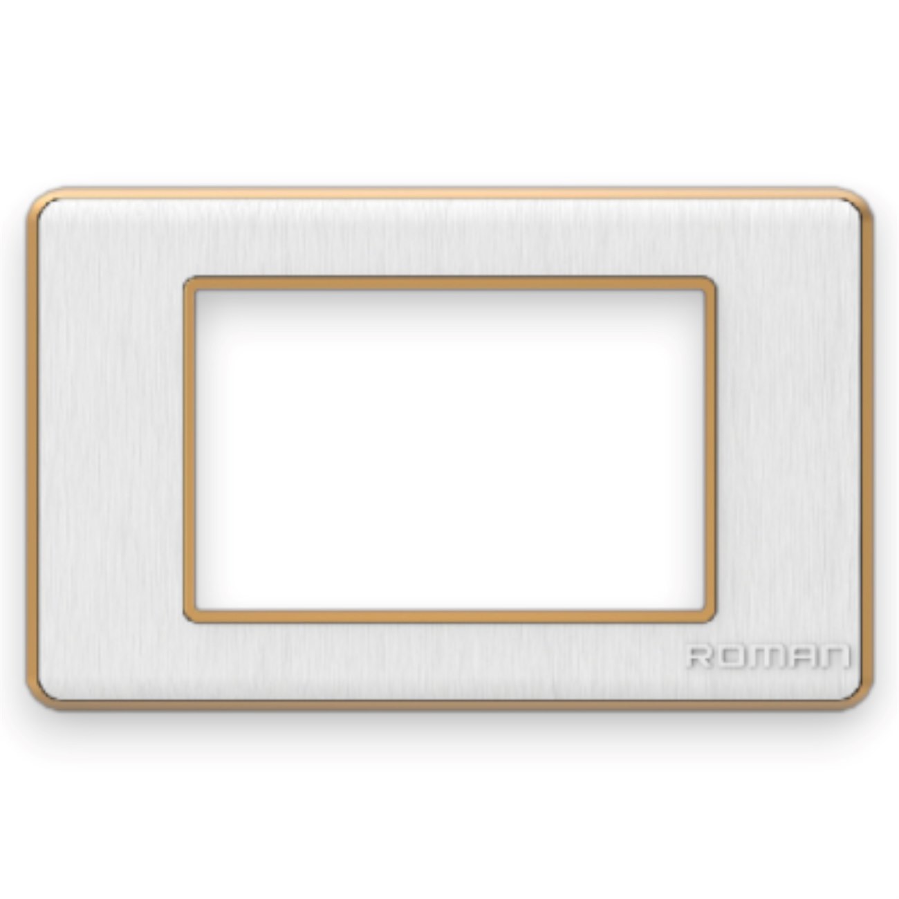 Mặt che 3 lỗ ngang trắng Roman, khung viền vàng GA03N-TV