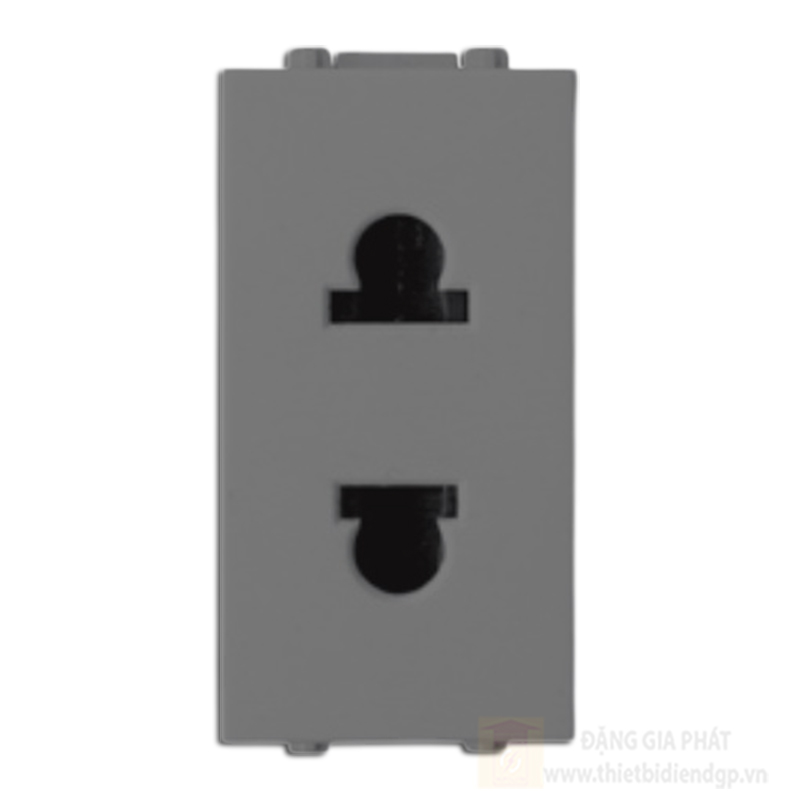 Hạt ổ cắm đơn hai chấu sơn màu ghi xám GA112-G
