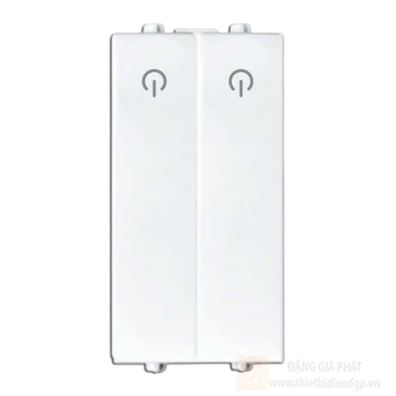 Hạt công tắc đôi 1 chiều màu trắng GA521-T