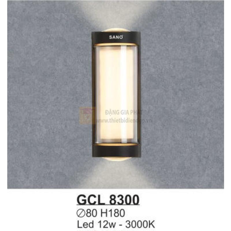 Đèn vách hành lang ngoài trời vỏ nhôm cao cấp Led 12W - 3000K - Ø80*H180