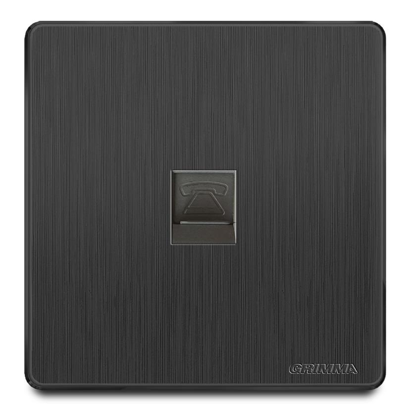 Bộ ổ cắm đơn điện thoại mặt nhựa vân xước màu đen Grimma G20B1TEL