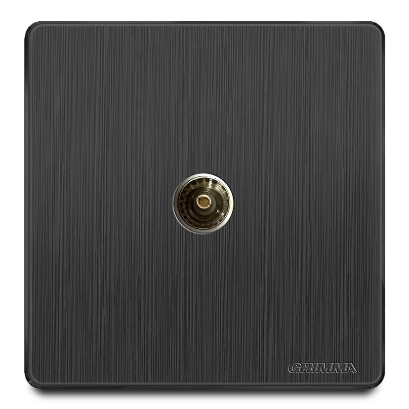 Bộ ổ cắm đơn tivi mặt nhựa vân xước màu đen Grimma G20B1TV