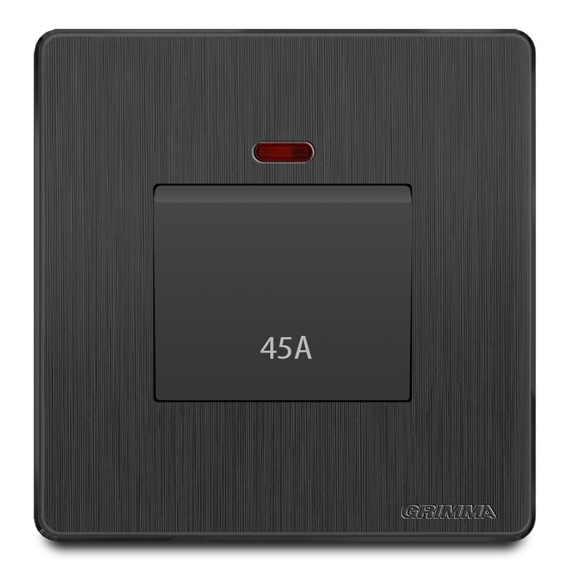 Bộ công tắc 45A mặt nhựa vân xước màu đen Grimma G20BK45A