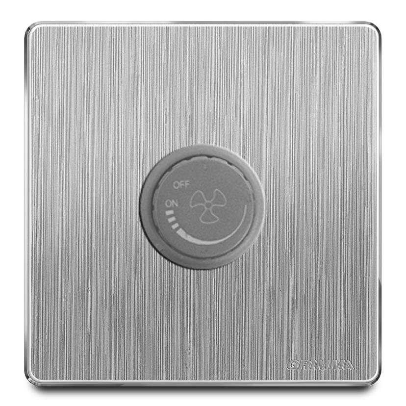 Bộ triết áp quạt mặt nhựa vân xước màu xám Grimma G20DS