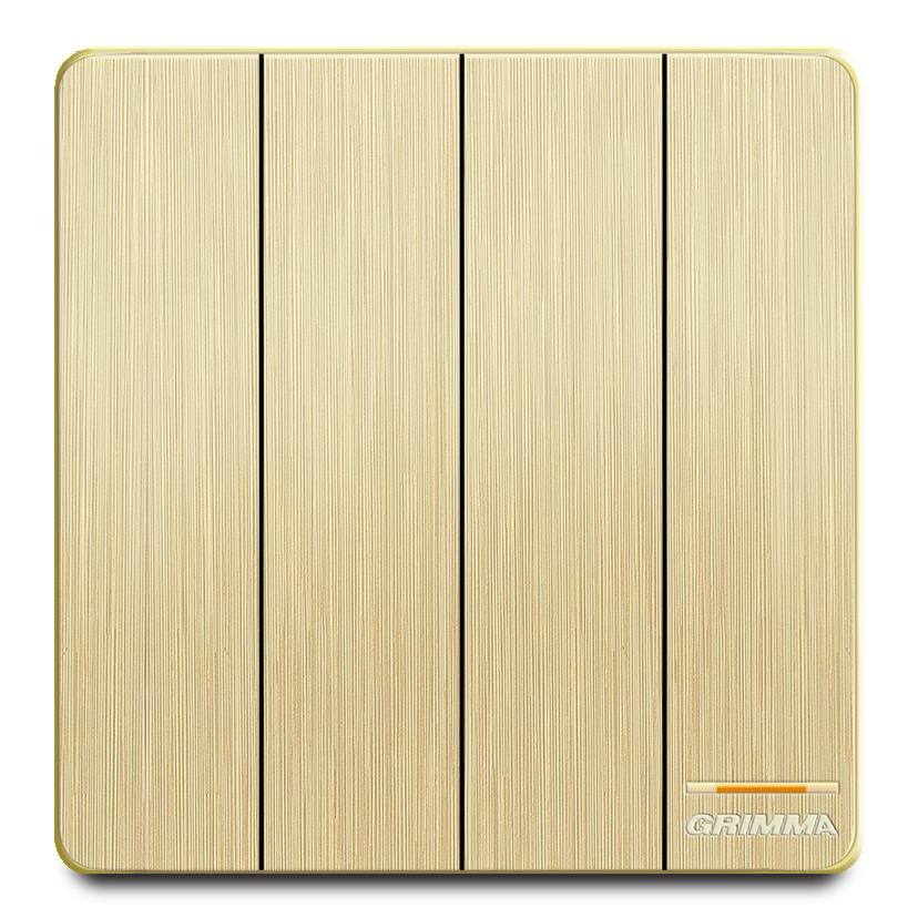 Bộ công tắc bốn 2 chiều mặt nhựa vân xước màu vàng Grimma G20GK42