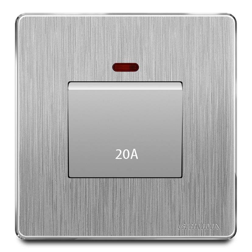 Bộ công tắc 20A mặt nhựa vân xước màu xám Grimma G20K20A