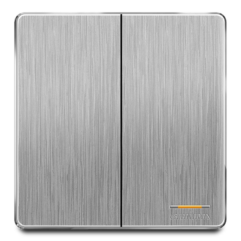 Bộ công tắc đôi đa chiều mặt nhựa vân xước màu xám Grimma G20K2M
