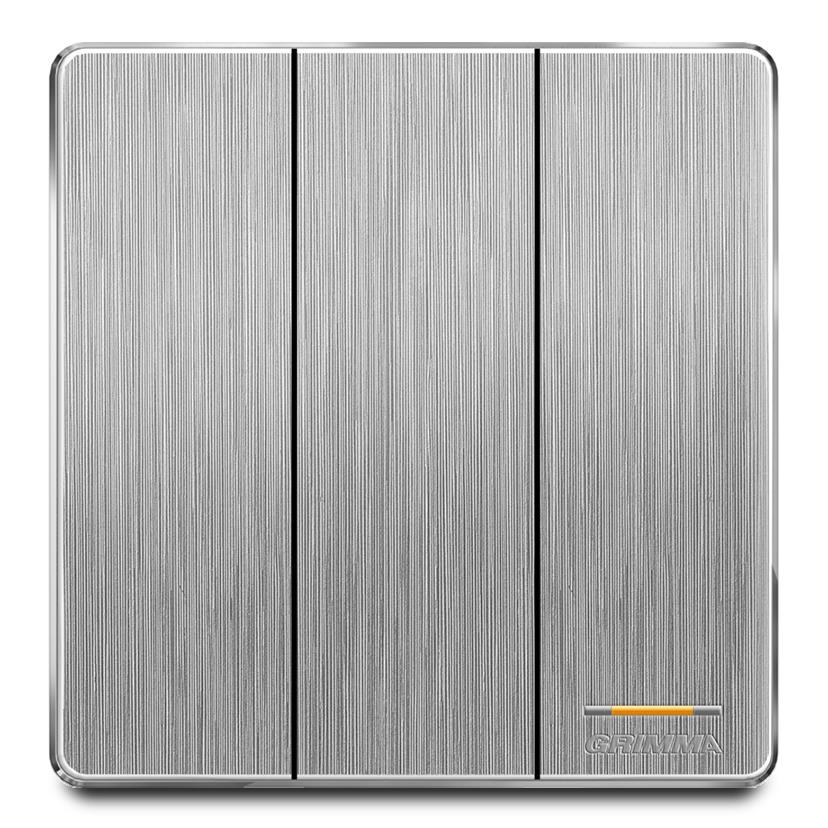 Bộ công tắc ba 1 chiều mặt nhựa vân xước màu xám Grimma G20K31