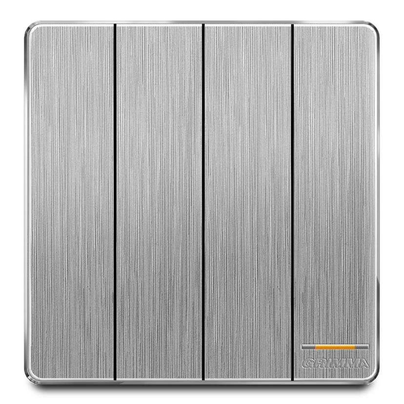 Bộ công tắc bốn 1 chiều mặt nhựa vân xước màu xám Grimma G20K41