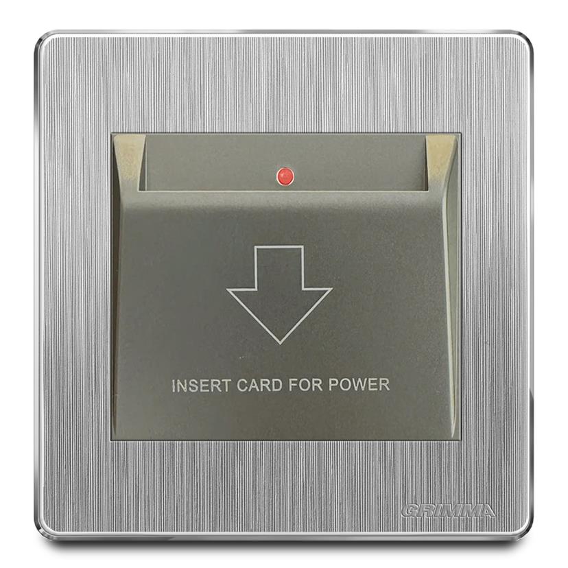 Bộ công tắc dùng thẻ mặt nhựa vân xước màu xám Grimma G20MC