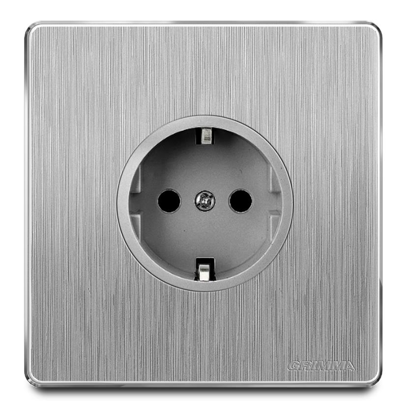 Bộ ổ cắm tròn chuẩn Đức mặt nhựa vân xước màu xám Grimma G20SC