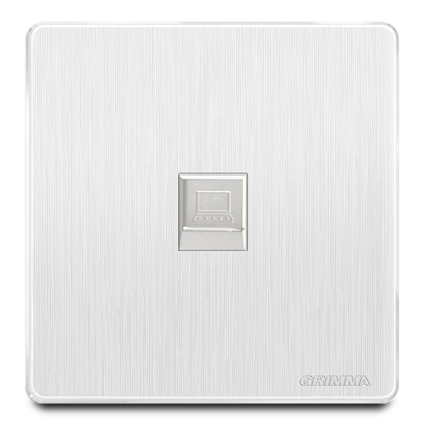 Bộ ổ cắm đơn mạng mặt nhựa vân xước màu trắng Grimma G20W1PC