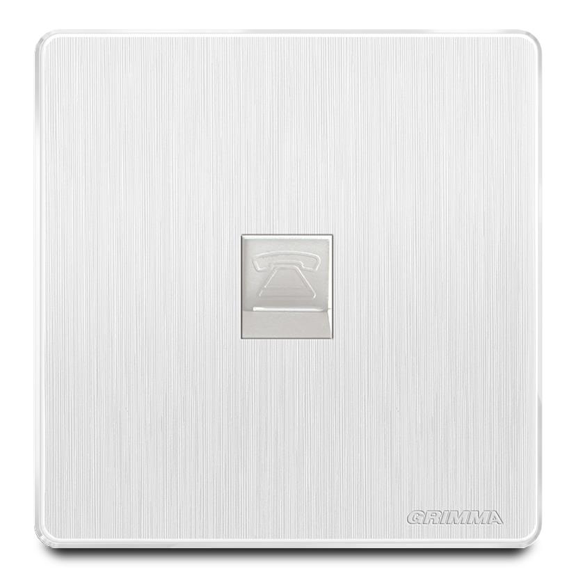 Bộ ổ cắm đơn điện thoại mặt nhựa vân xước màu trắng Grimma G20W1TEL