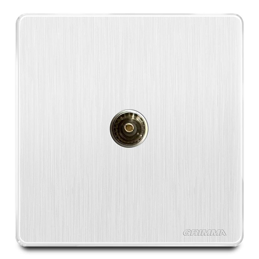 Bộ ổ cắm đơn tivi mặt nhựa vân xước màu trắng Grimma G20W1TV