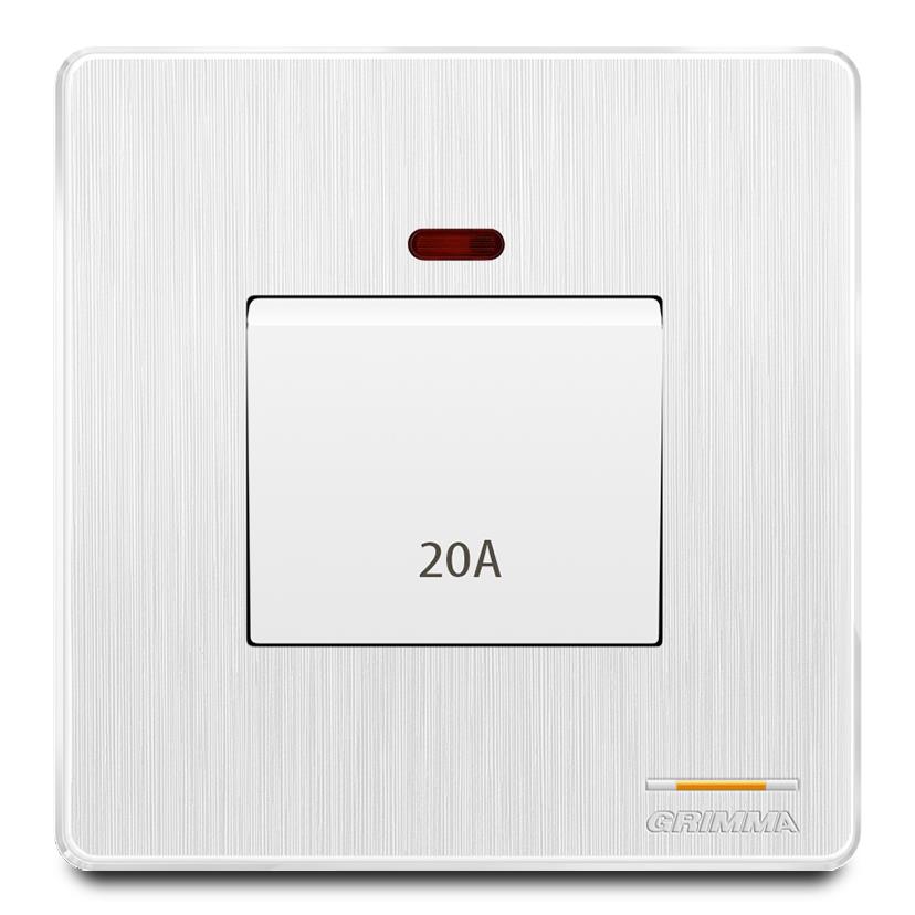 Bộ công tắc 20A mặt nhựa vân xước màu trắng Grimma G20WK20A