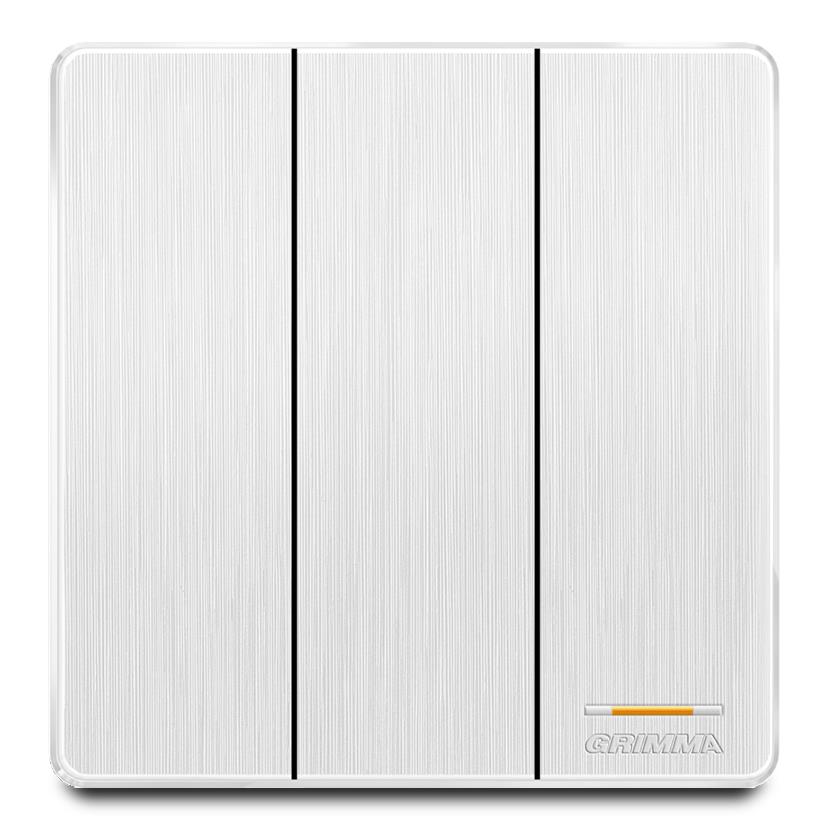 Bộ công tắc ba 2 chiều mặt nhựa vân xước màu trắng Grimma G20WK32