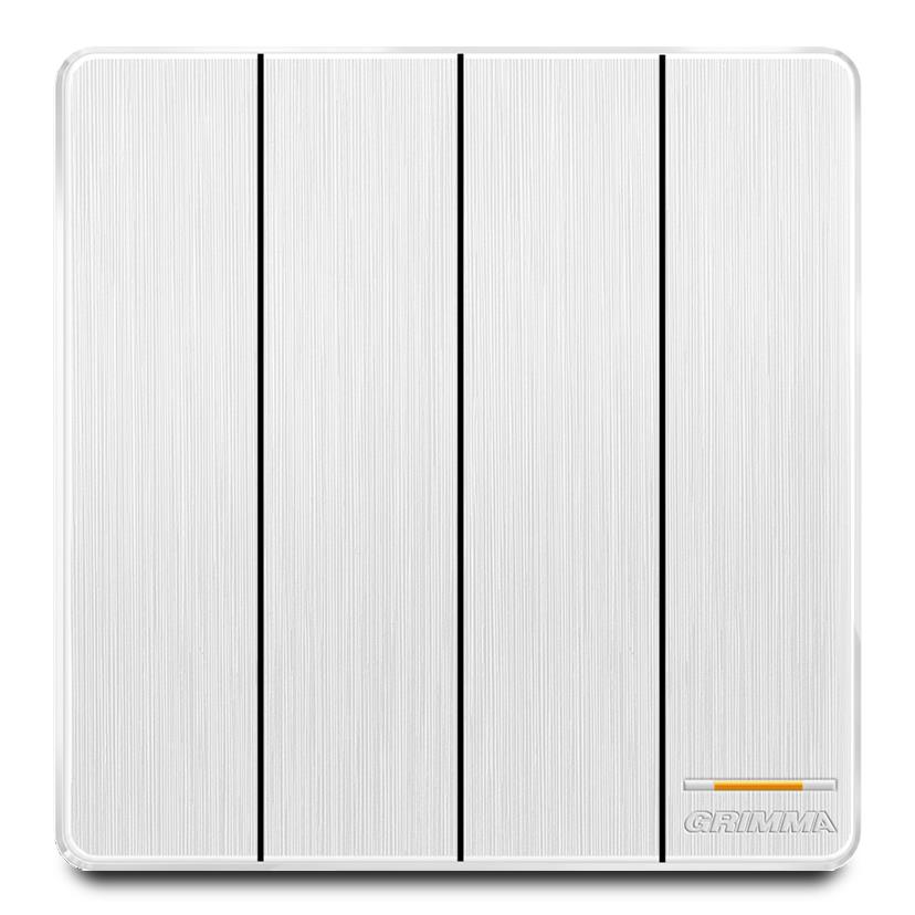Bộ công tắc bốn 1 chiều mặt nhựa vân xước màu trắng Grimma G20WK41