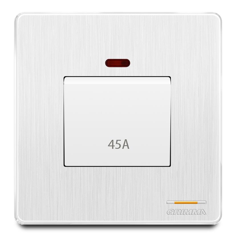 Bộ công tắc 45A mặt nhựa vân xước màu trắng Grimma G20WK45A