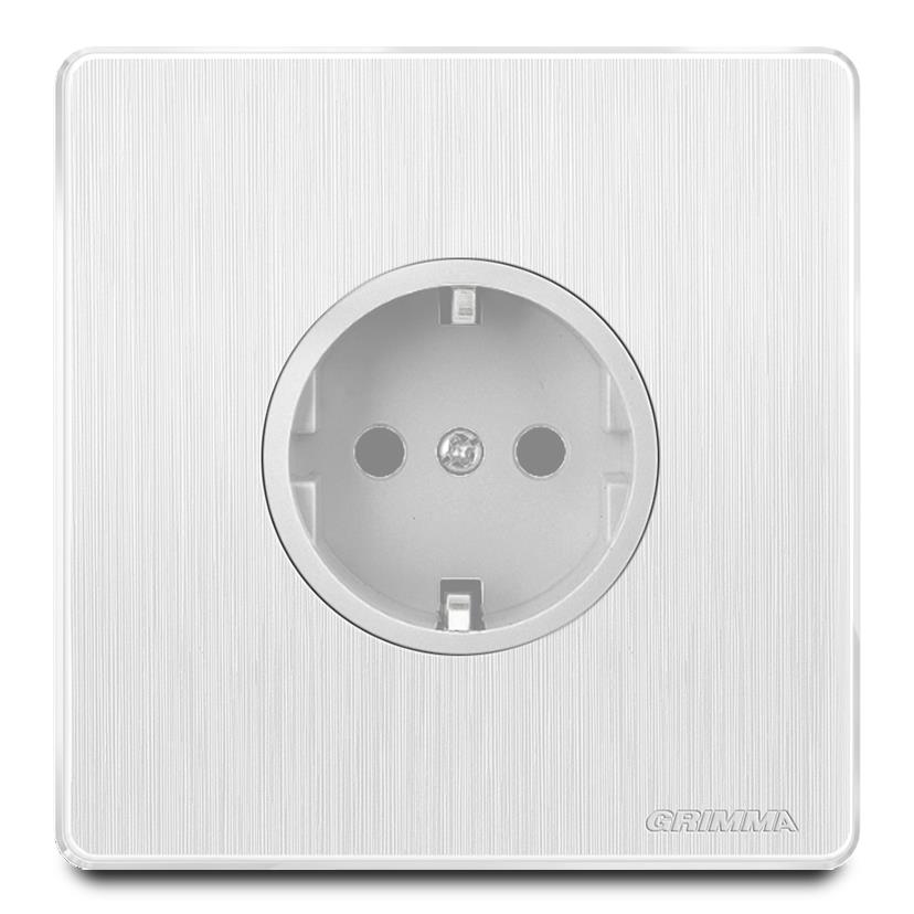 Bộ ổ cắm tròn chuẩn Đức mặt nhựa vân xước màu trắng Grimma G20WSC
