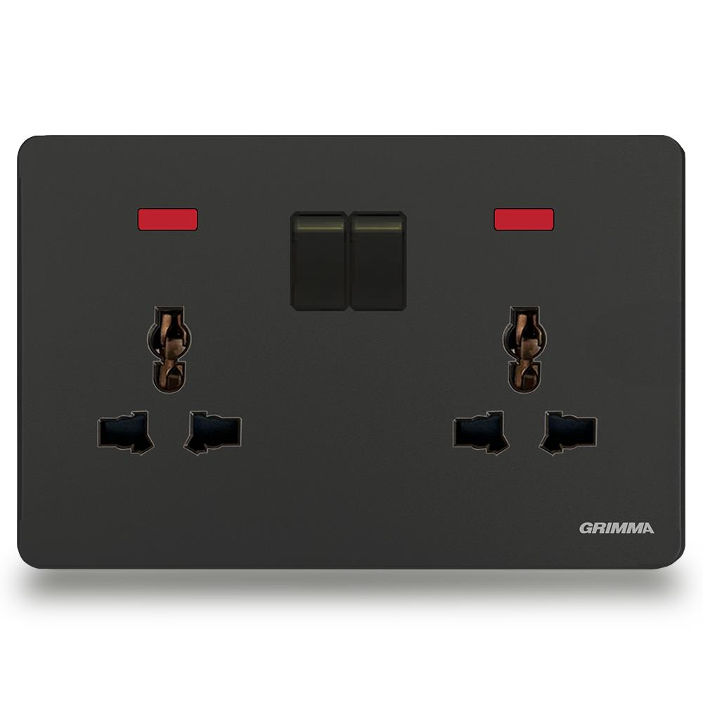 Bộ ổ cắm đôi 3 chấu có công tắc điều khiển Grimma G3BSK147