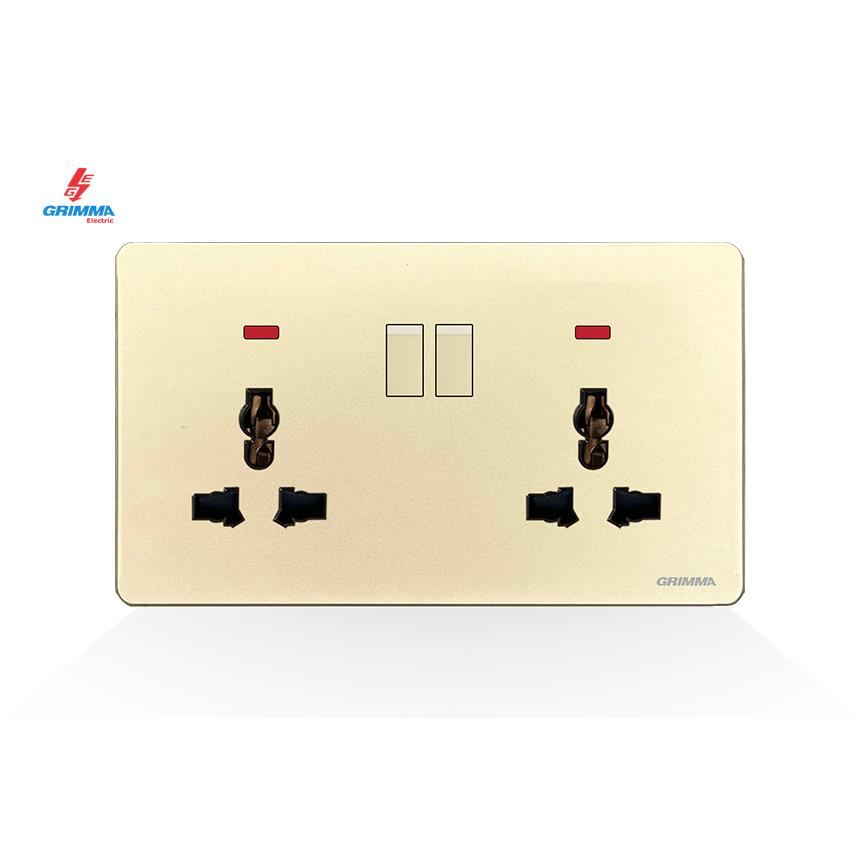 Bộ ổ cắm đôi 3 chấu có công tắc điều khiển Grimma G3GSK147