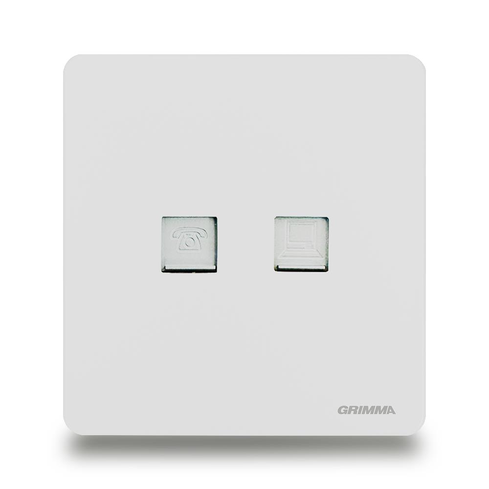 Bộ ổ cắm điện thoại + mạng Grimma G3WTELPC