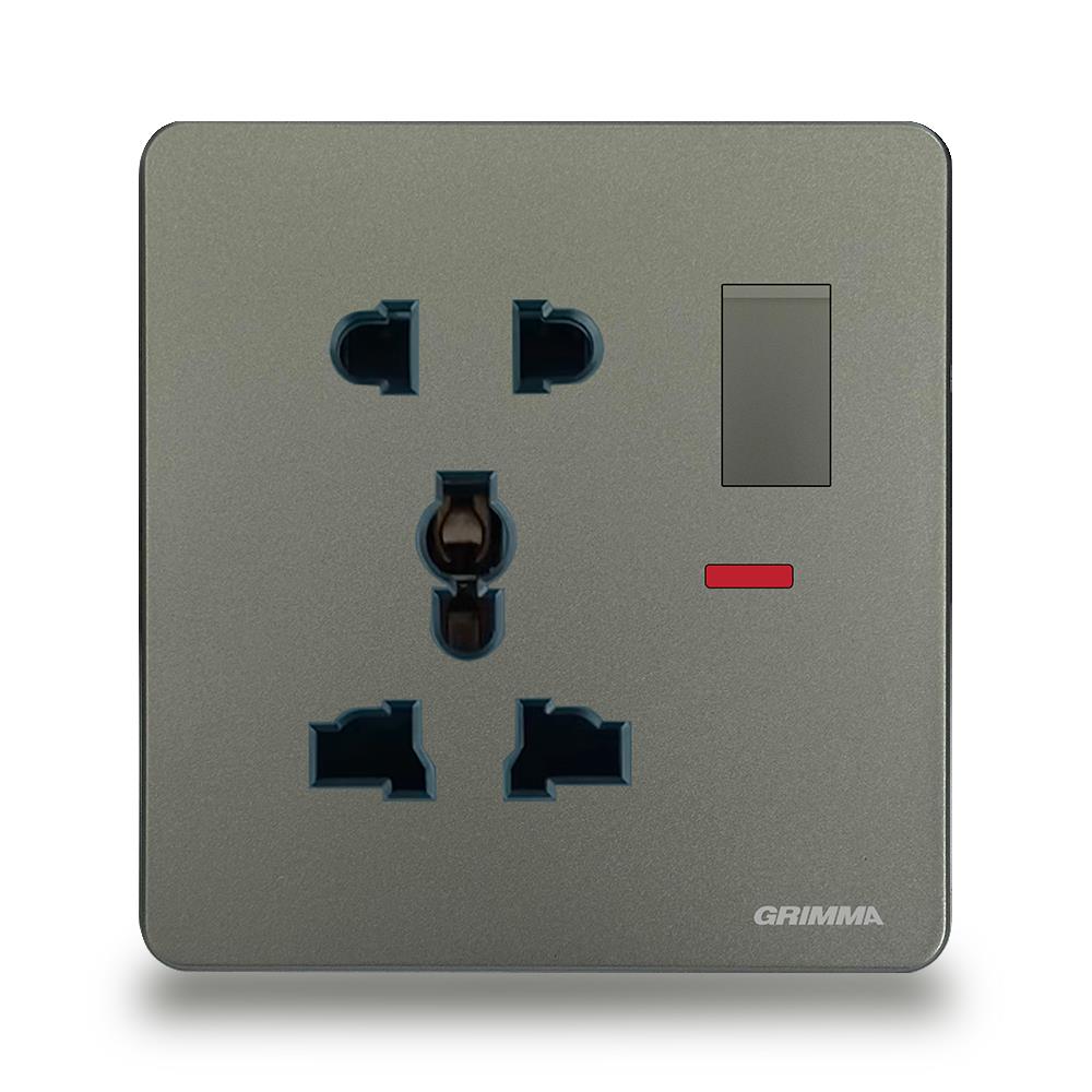 Bộ ổ cắm 2 chấu + 3 chấu có công tắc điều khiển Grimma G4KSK23