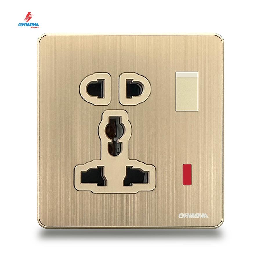 Bộ ổ cắm 2 chấu + 3 chấu + đèn báo Grimma G5GKSK23