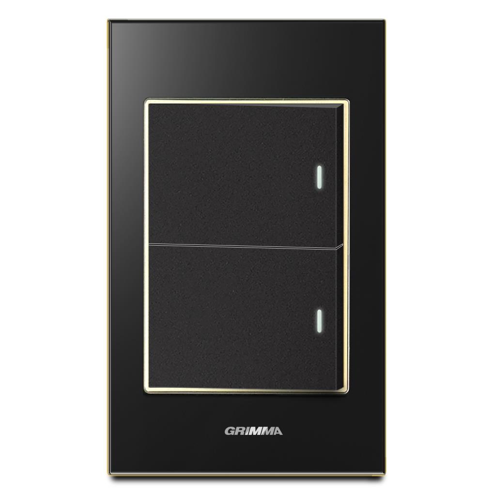 Bộ công tắc đôi 2 chiều Grimma, mặt kính cường lực G6 series G6GLBK22