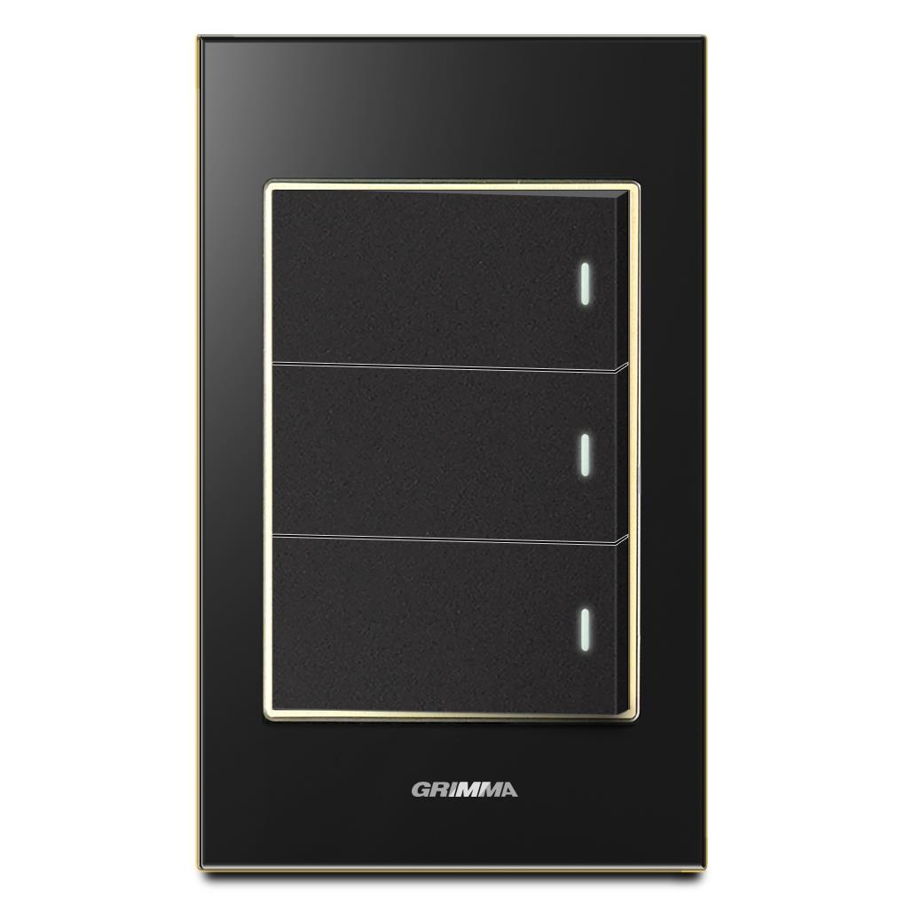 Bộ công tắc ba 2 chiều Grimma, mặt kính cường lực G6 series G6GLBK32