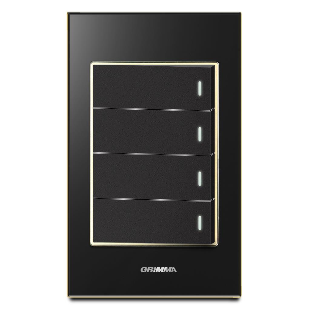 Bộ công tắc bốn 1 chiều Grimma, mặt kính cường lực G6 series G6GLBK41