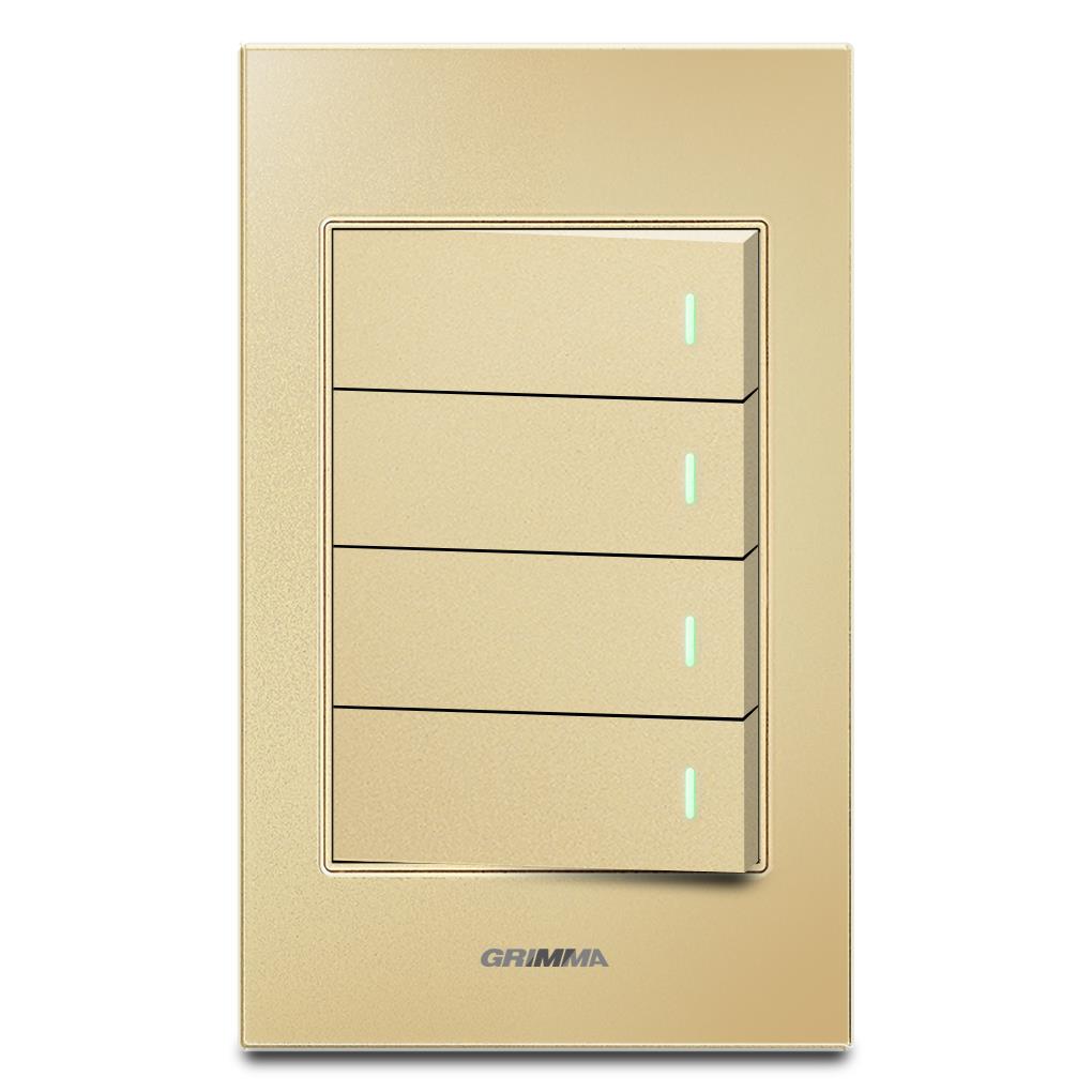 Bộ công tắc bốn 2 chiều Grimma, mặt kính cường lực G6 series G6GLGK42