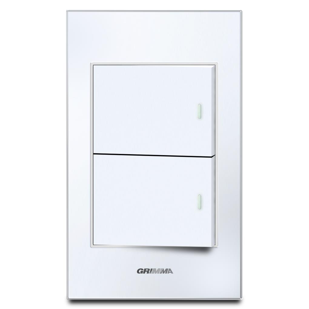 Bộ công tắc đôi 2 chiều Grimma, mặt kính cường lực G6 series G6GLWK22