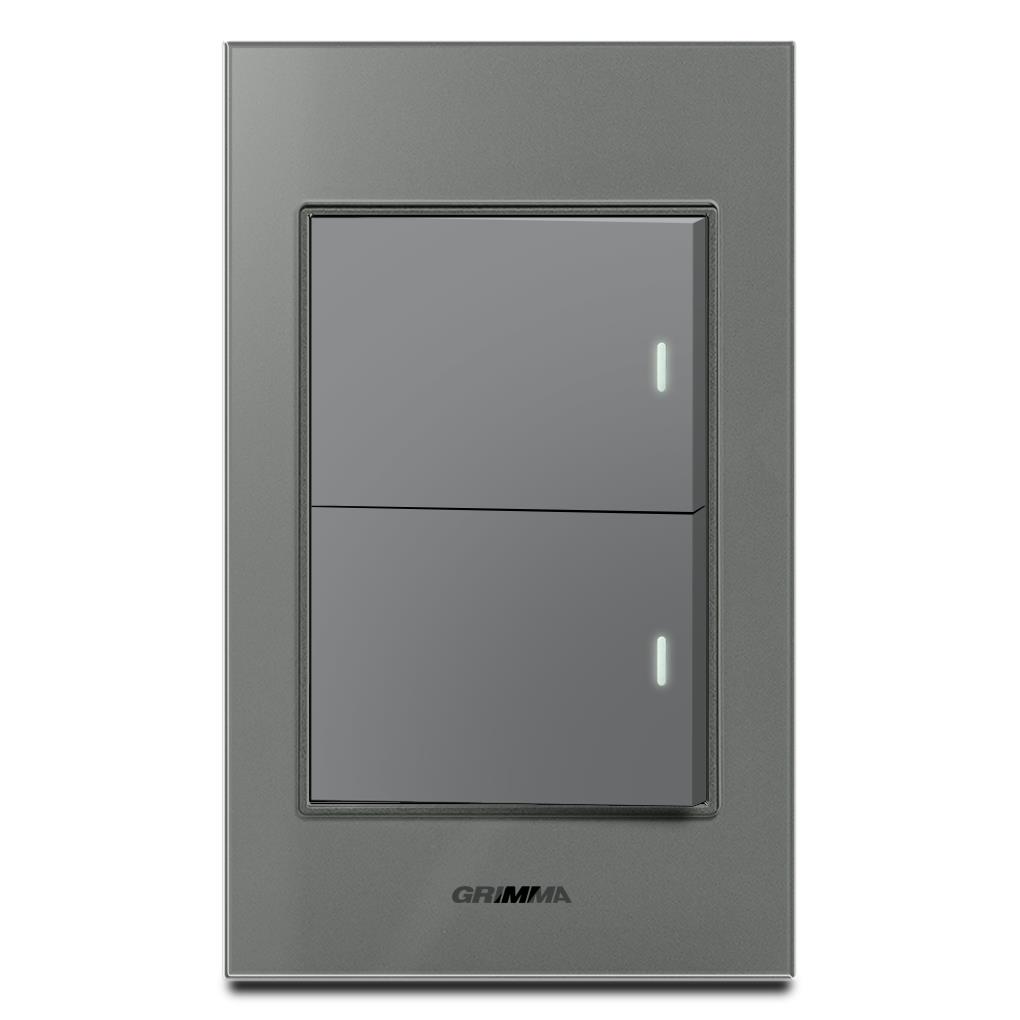 Bộ công tắc đôi 1 chiều Grimma, mặt kính cường lực G6 series G6GLXK21