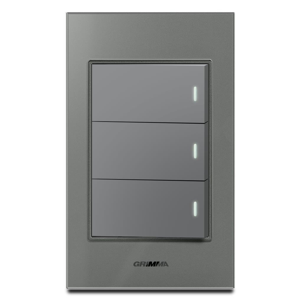 Bộ công tắc ba 2 chiều Grimma, mặt kính cường lực G6 series G6GLXK32