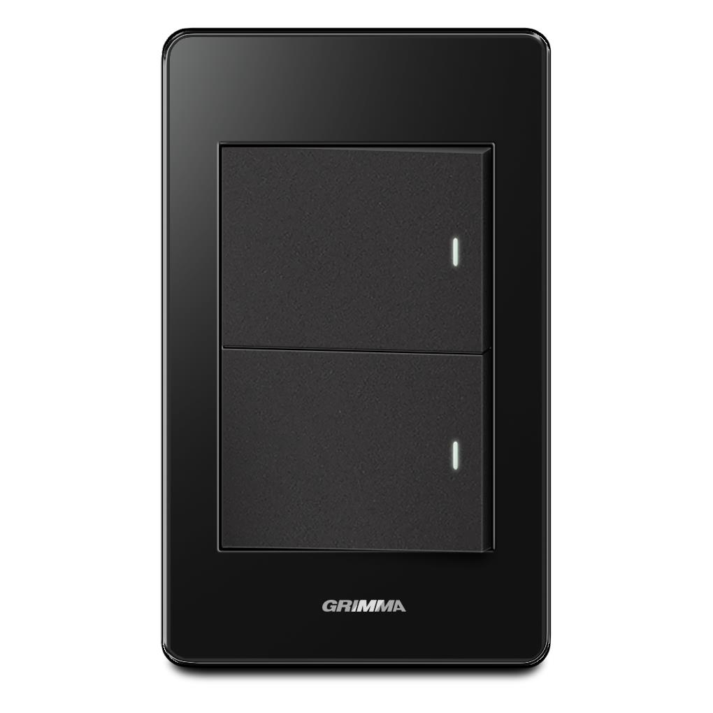 Bộ công tắc đôi 2 chiều Grimma, mặt Acrylic đen G7 series G7ACBLK22