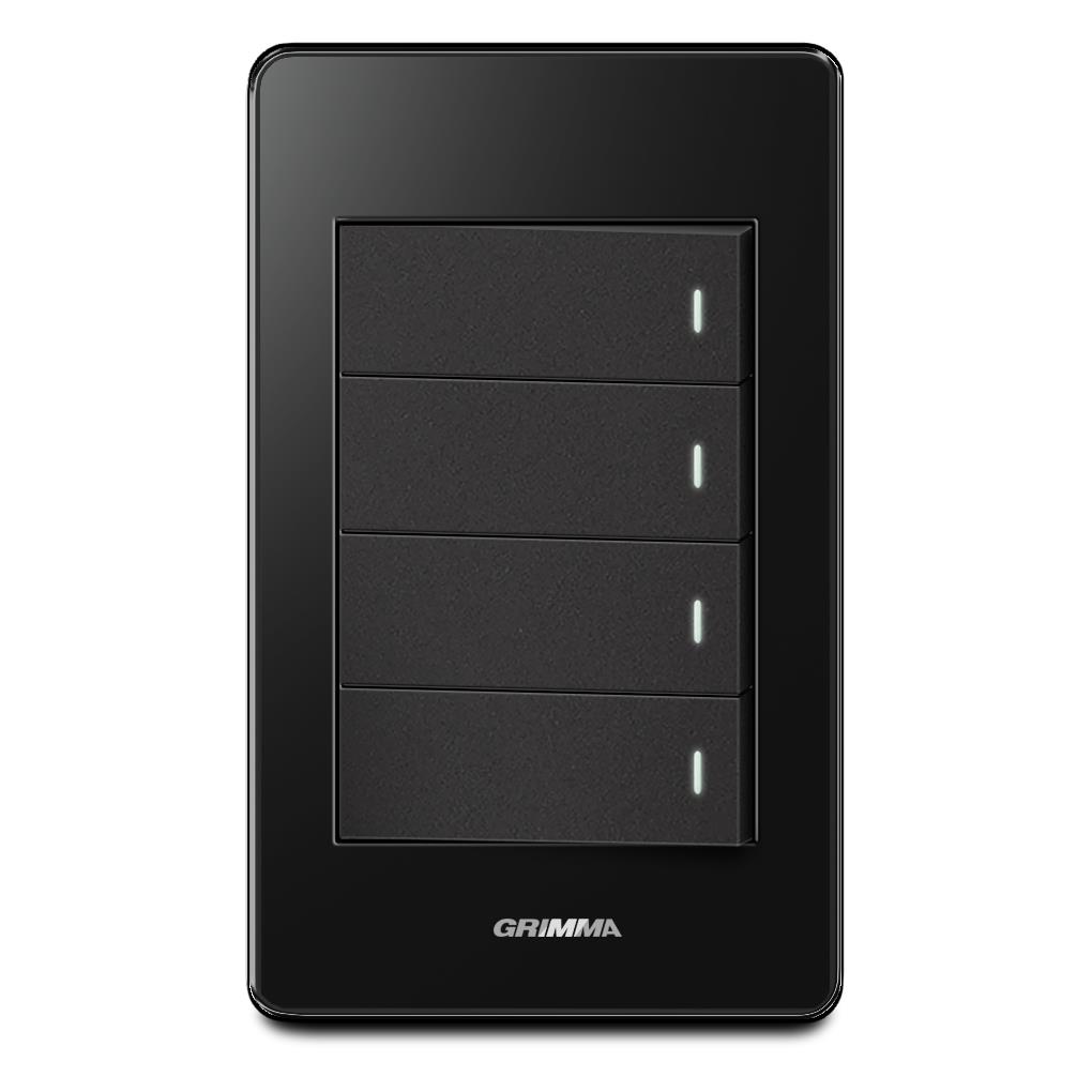 Bộ công tắc bốn 2 chiều Grimma, mặt Acrylic đen G7 series G7ACBLK42