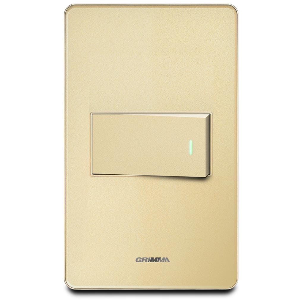 Bộ công tắc đơn 1 chiều Grimma, mặt Acrylic vàng G7 series G7ACGK11S