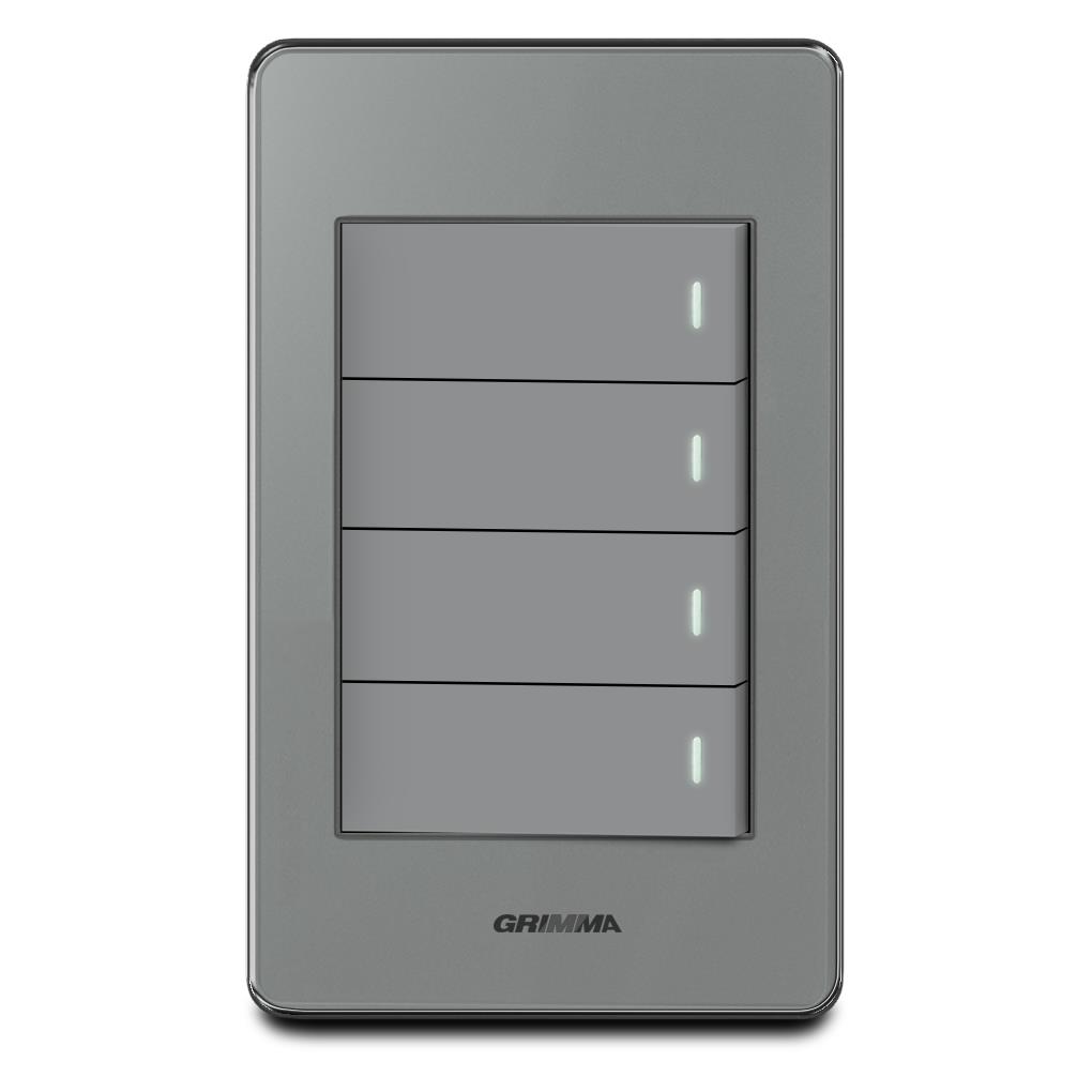 Bộ công tắc bốn 1 chiều Grimma, mặt Acrylic xám G7 series G7ACXK41