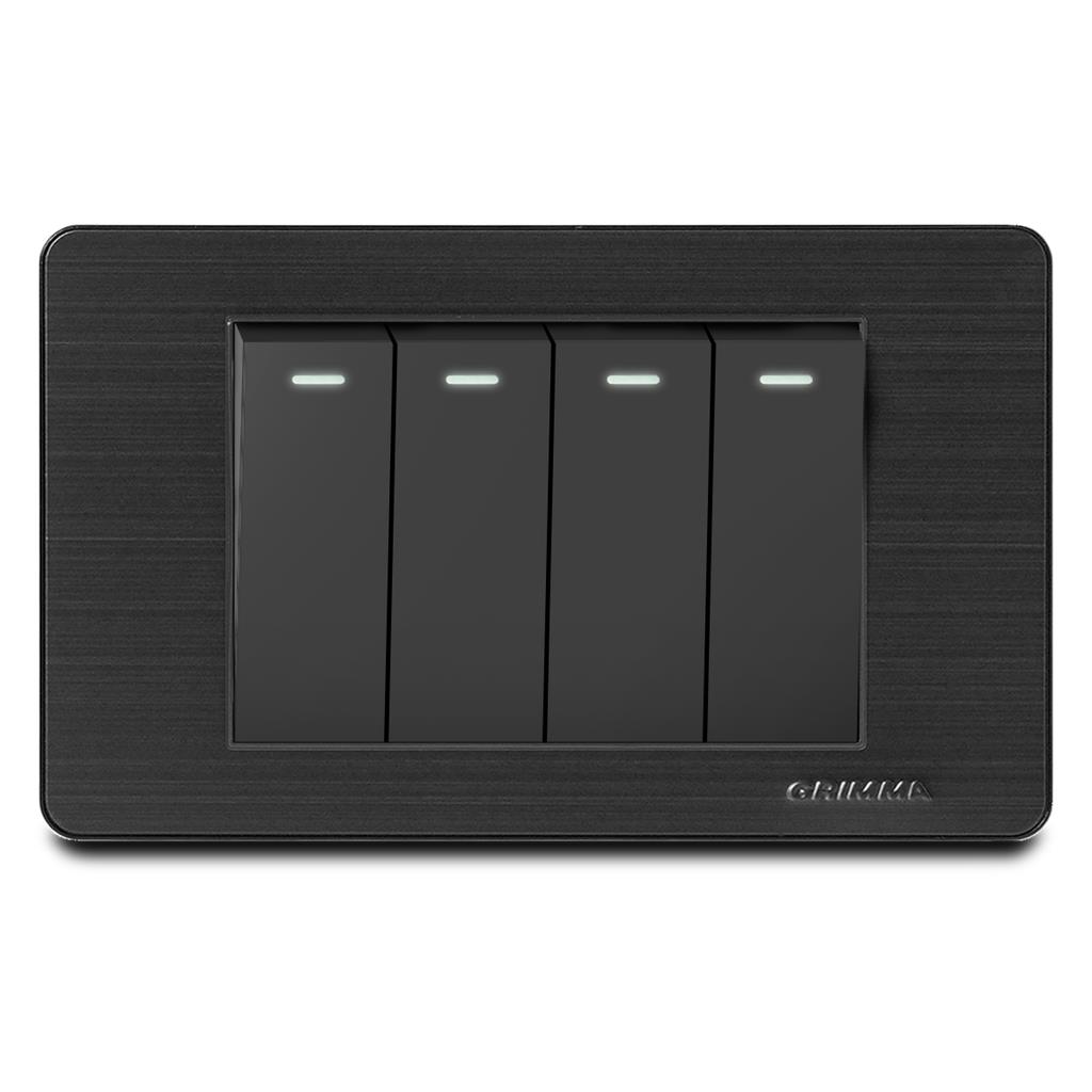Bộ công tắc bốn 2 chiều Grimma, mặt thép không gỉ G7 series G7SBK42